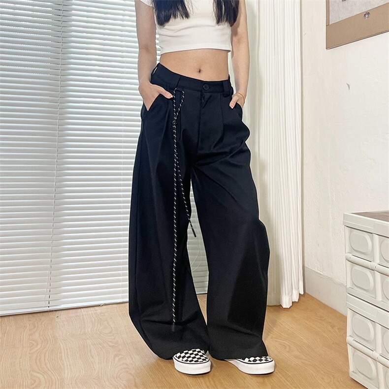 裤子男女夏季穿搭今年流行宽松bf慵懒风高级感垂坠感休闲裤子图片