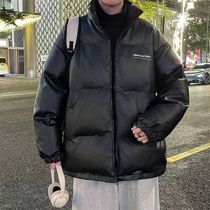 F643P88 PU皮衣棉服男冬季潮牌时尚立领宽松加厚保暖情侣棉袄外套图片