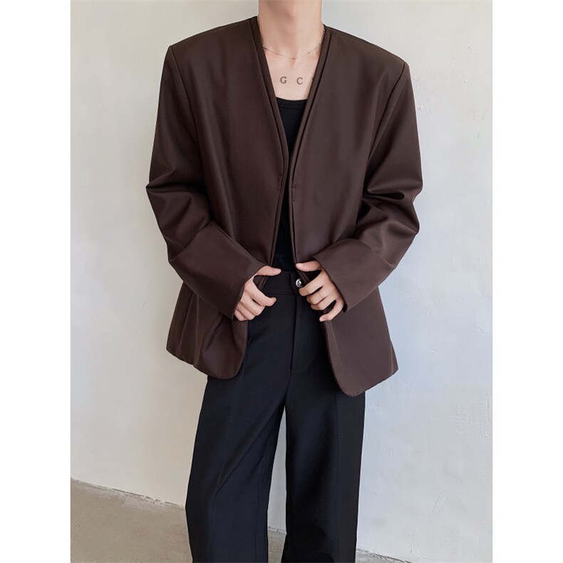 24老钱风cleanfit无领假两件西服外套XZ62-p118,男装西服,电商B288