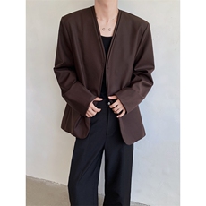 24老钱风cleanfit无领假两件西服外套XZ62-p118，男装西服，电商B288
