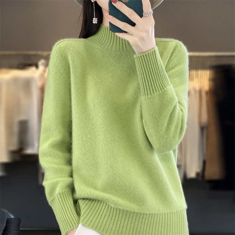 时尚潮流羊毛通勤纯毛七针明星同款羊毛衫女气质百搭图片