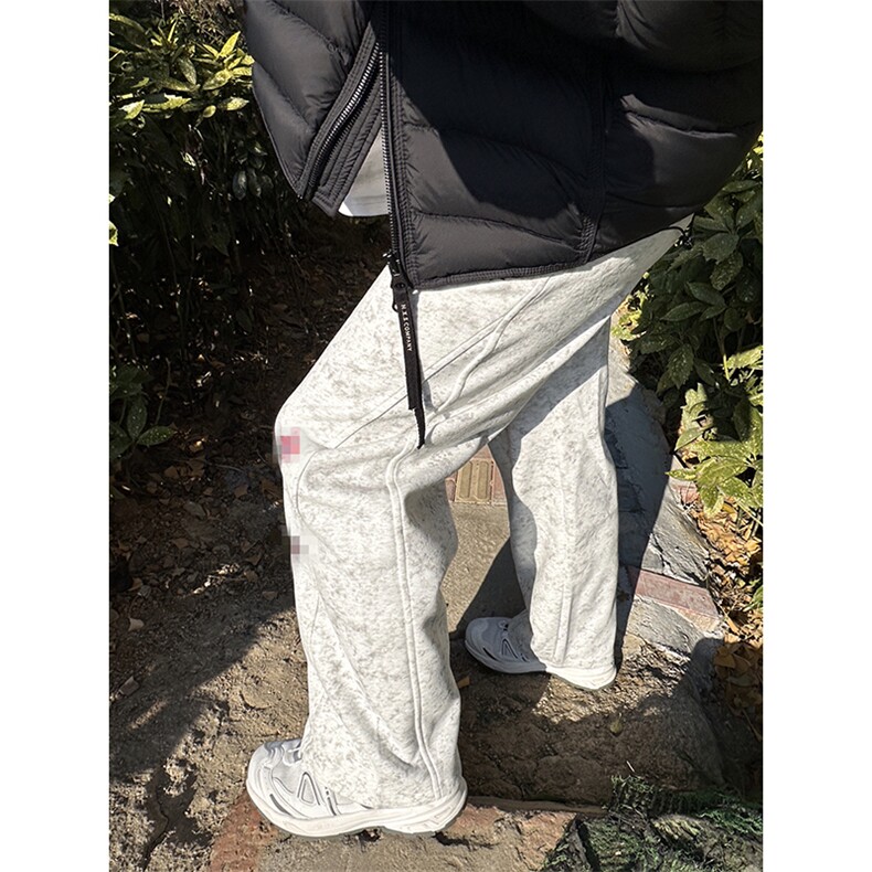 春装高品质扎染刺绣工艺弯刀卫裤男重磅复古垂感休闲运动裤阔腿裤图片