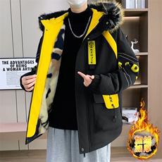 港风加绒夹克男外套青年冬季加厚连帽大毛领保暖棉衣男L8757-P98，男装夹克，星座310B-3