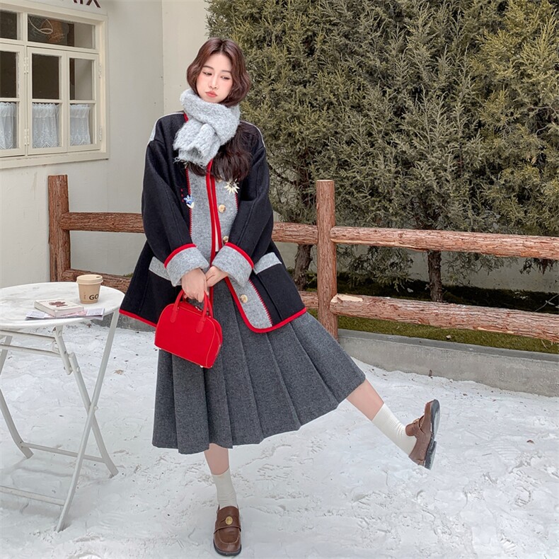 冬装复古刺绣内胆羽绒90绒毛呢外套2C050-1299-P285-K398,女装羽绒服,2C050