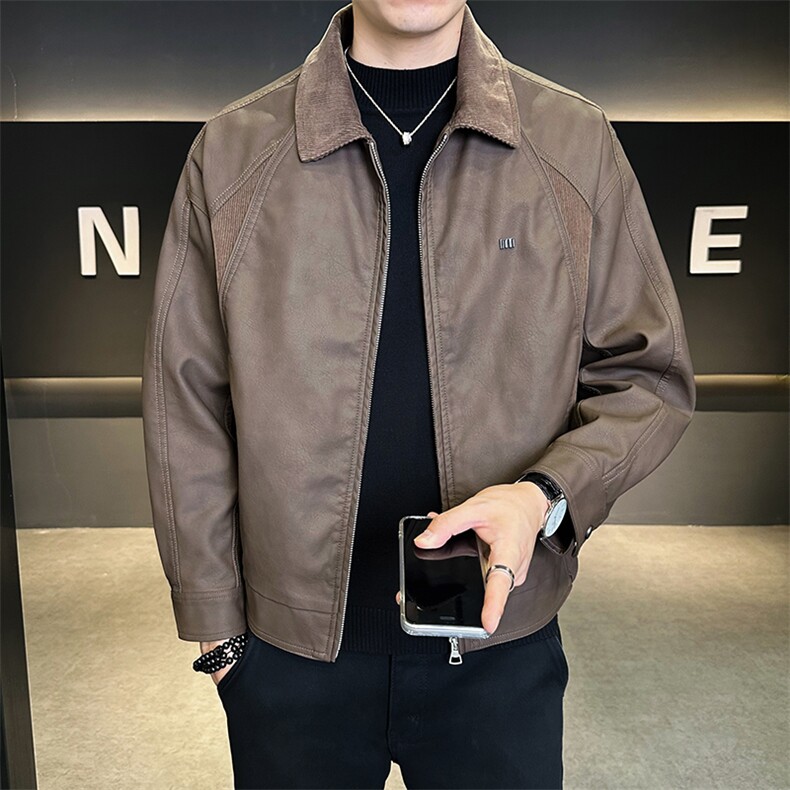 店主风秋季新款皮衣男时尚2025休闲皮夹克外套男装B317/6801/P155,男装皮衣,电商B317