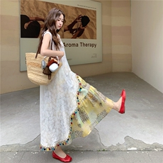流苏俏皮罩衫印花半身裙套装女夏2025新款独特漂亮绝美两件套超火，女装套装/套裙，2C232