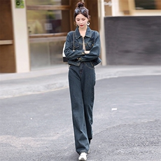 欧货爆款牛仔套装女2025春秋新款干练气质高端工装活泼减龄两件套，女装套装/套裙，意芙