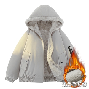 2025复古加绒毛领棉衣冬季新款座山雕宽松连帽派克棉服M2555p88图片