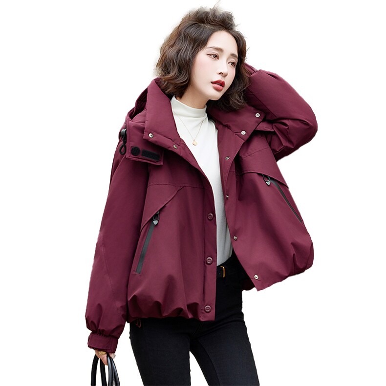 安可拉红羽绒服女冬季新款2024宽松休闲小个子加厚派克服短款外套,女装羽绒服,姿萝菲