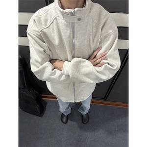潮牌立领运动美式街头卫衣男女复古夹克外套设计感秋 JK8554图片