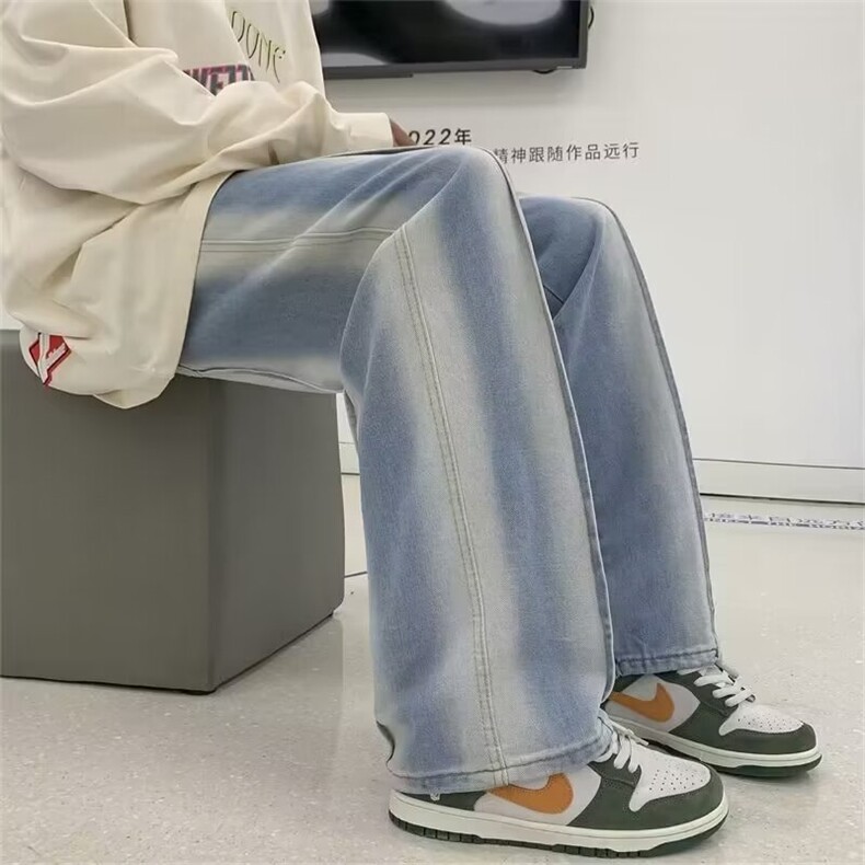 秋款美式牛仔裤男士潮流ins高街街头宽松直筒长裤子,男装牛仔裤,星座410-7