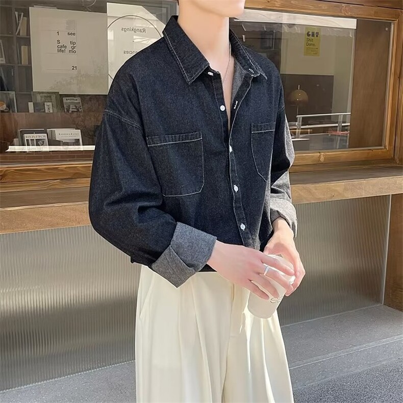 秋新款ins潮牌休闲牛仔工装衬衣男士外套男,男装工装外套,星座410-6（原星座1304-1）