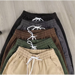 男装美式肌理感针织休闲裤潮牌松紧腰垂感直筒运动阔腿长裤~K9266