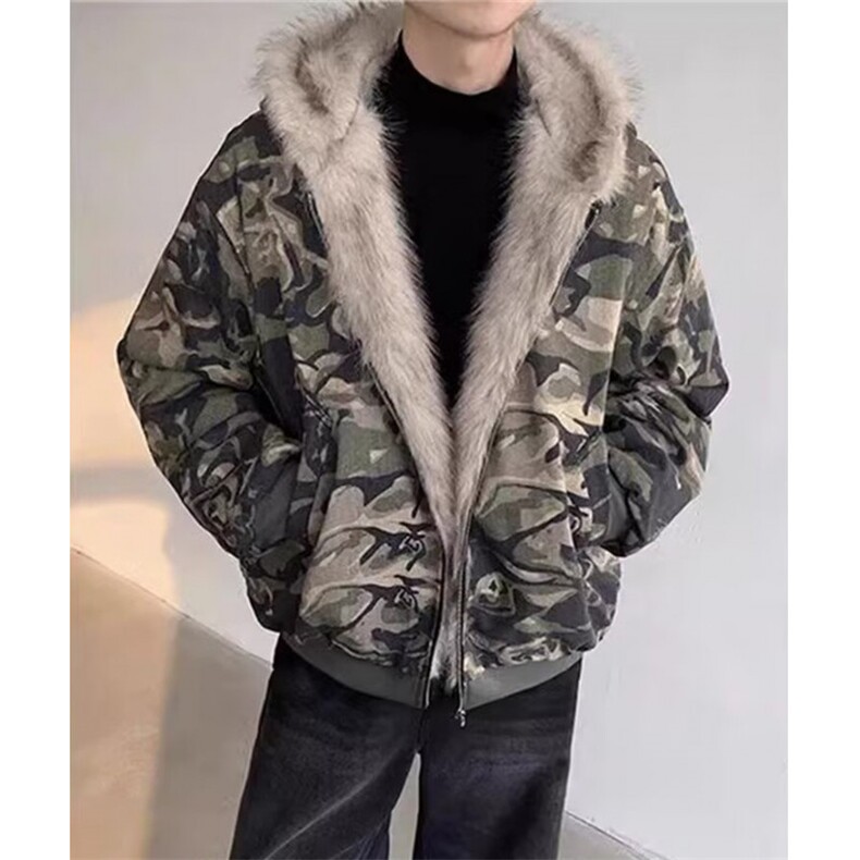 文艺流行新款日系毛领迷彩棉衣慵懒气质ins时尚潮流M1321,男装棉衣,星座1116A（原606A-3）
