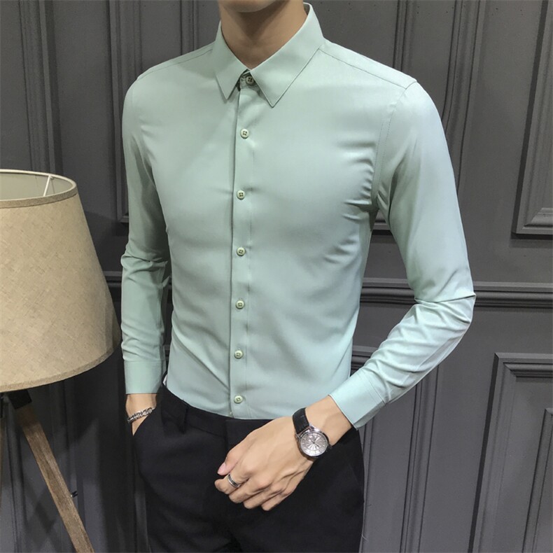 纯色衬衫丝滑柔软亲肤款天蓝色男修身衬衣C601-P30,男装衬衫,星座1012