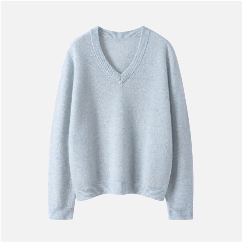康宝莱纱线~75%山羊绒25%桑蚕丝毛衣女简约百搭V领针织衫打底毛衣，女装羊绒衫，启东羊绒