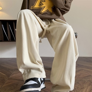 2026秋季新款灯芯绒宽松褶边休闲裤M~5XL XZ604-KG43-P45控58，男装休闲裤，星座604