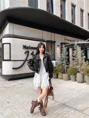 咖色短款皮衣外套女2025秋季新款港风复古高级感气质机车PU皮夹克，女装皮衣，2C123