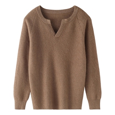 秋冬季新款舒适时尚百搭小V领貂绒衫，女装针织衫/毛衣，冬贝尔貂绒