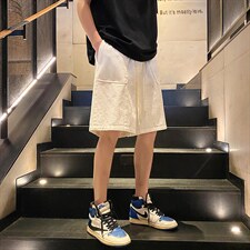直播品做旧重水洗立体裁剪拼接工装短裤五分裤K9805/P45白色2，男装牛仔裤，电商A094