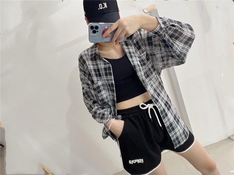 （现货）夏季新款格子。压皱面料防晒衣，其它，格瑞琪