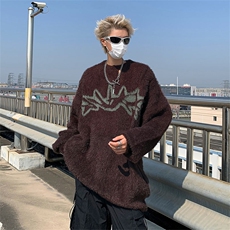 B201-P56秋冬季美式街头设计感圆领针织衫男潮慵懒风毛衣外套，男装针织衫/毛衣，星座512-6