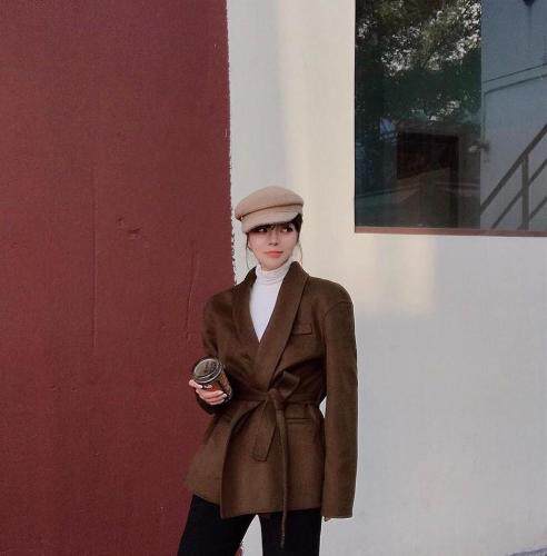 新款羊绒加腰带SML三个码，女装，尚映