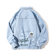 NASA联名同款牛仔夹克男大码牛仔外套男茄克NJ77187-P60，男装夹克，电商A040