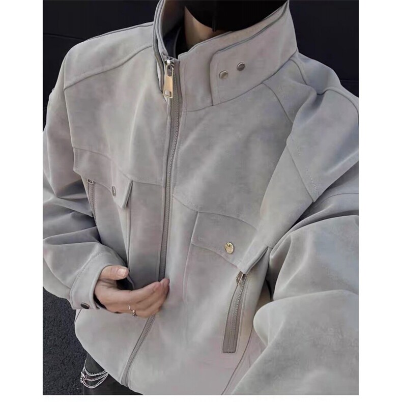 网络图现货美式潮牌双领PU皮夹克男女痞帅拉链机车皮衣JW28-P82,男装夹克,星座715-7