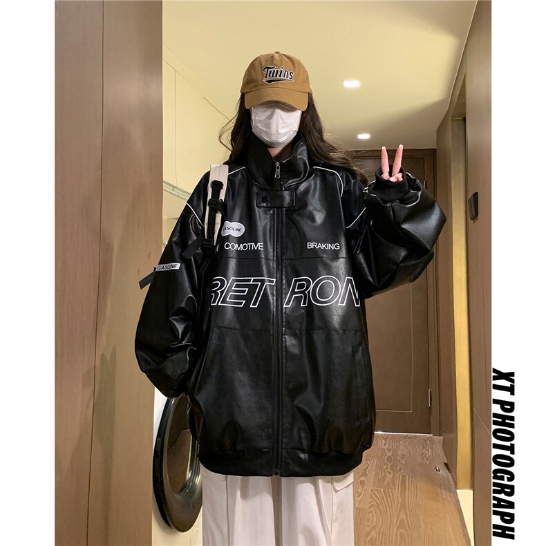 中性风秋装新款潮街头机车服元素印花宽松外套潮insD241-P108,男装工装外套,电商A335-1（原A458）