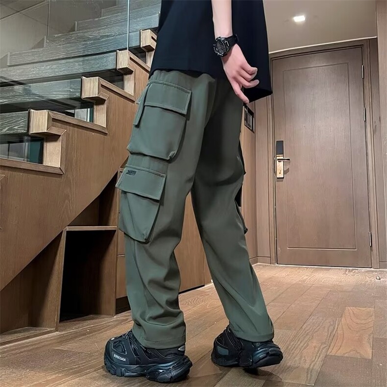 日系复古斜纹多口袋直筒工装裤男宽松直筒阔腿休闲长裤K48/P35,男装工装外套,星座506