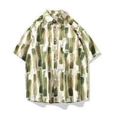 抖音好货冰丝花衬衫男痞帅休闲短袖衬衣C283P4068，男装T恤，电商B413