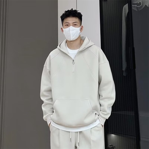 网络图现货！纯色立领半拉链连帽卫衣重磅基础款情侣外套RW76-P65图片