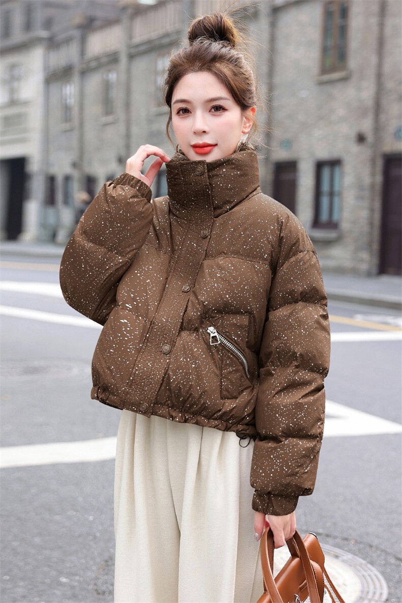美拉德洋气时尚短款立领羽绒服女2025秋冬季新款小个子白鸭绒外套,女装羽绒服,意芙