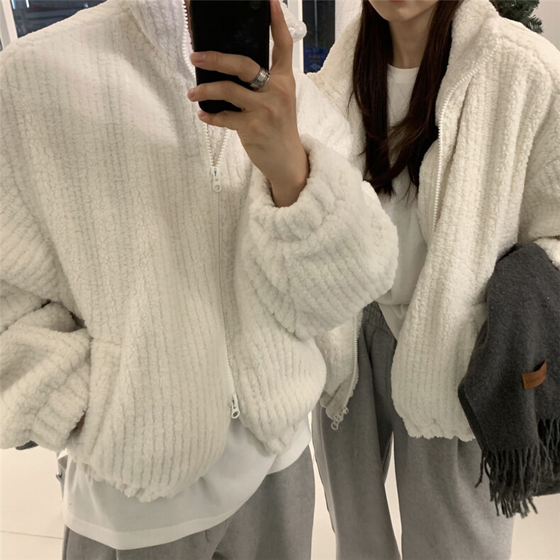 翻领灯芯绒宽松棉服男士秋季新款重工加厚高克重毛绒短款夹克外套,男装夹克,星座710