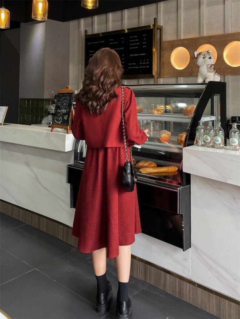 【秋季新款】连衣裙两件套小西装外套，女装连衣裙，笑思源