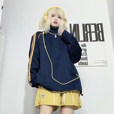 抖音得物高品质二开25秋冬美式高街重磅结构织带高领立领卫衣W66，男装卫衣，电商A486-1
