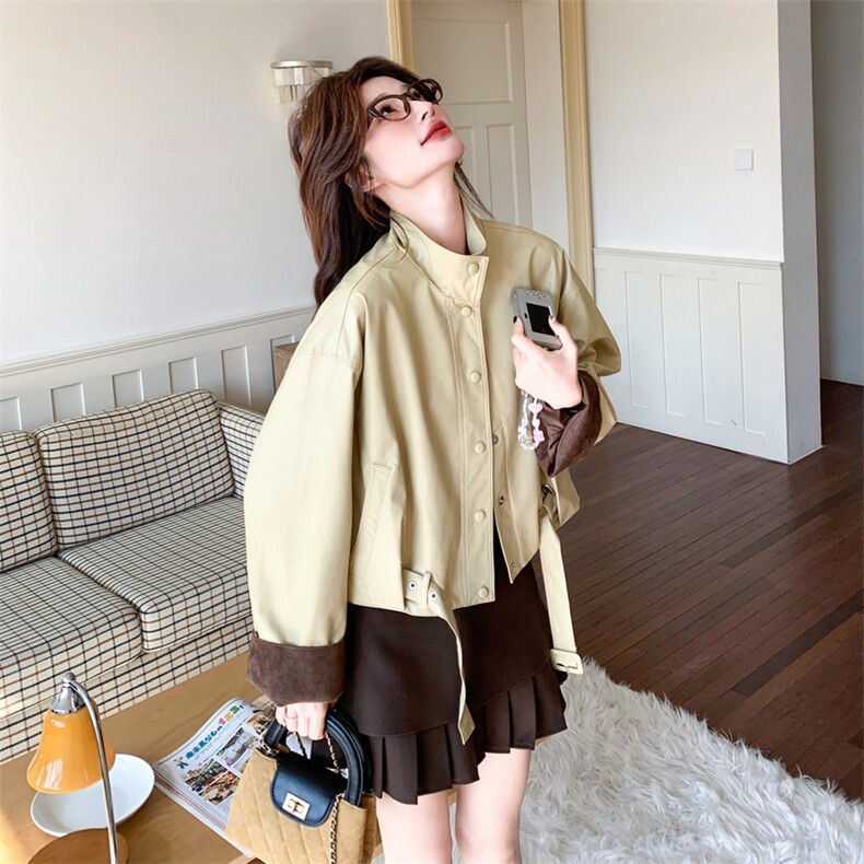 新品大货好数据蛋白PU皮衣外套6853-P165控268,女装短外套,2C196