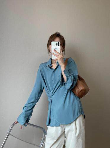 现货，小心机斜扣衬衫，主打蓝色，超燃，女装衬衫，她西子