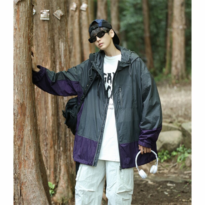 美式复古潮牌小众防晒服外套夏季轻薄透气连帽防晒衣男W7425-P40,男装夹克,星座512-3