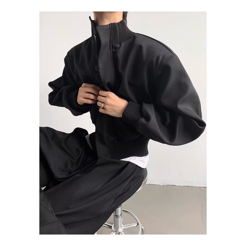XZ0631-P70网图暗扣立领夹克潮牌飞行员夹克男女情侣宽松短款外套,男装夹克,电商C233