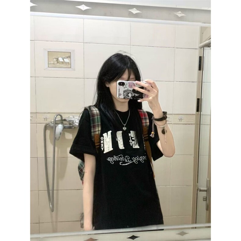 H1012-P40原版小香风刺绣+钉珠+烫钻宽松休闲短袖T恤,女装T恤,星座617A-2