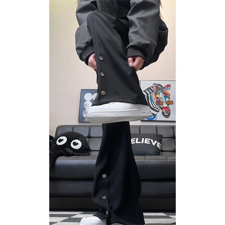 夏季冰丝垂感微喇西裤男排口开叉cleanfit宽松休闲裤K318-特P48，男装休闲裤，星座1004-3