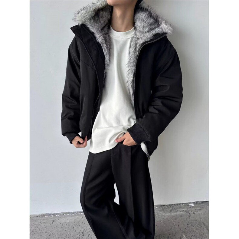 常规款宽松型长袖新款潮连帽青少年加厚冬季加绒保暖棉服男潮流,男装夹克,星座506A