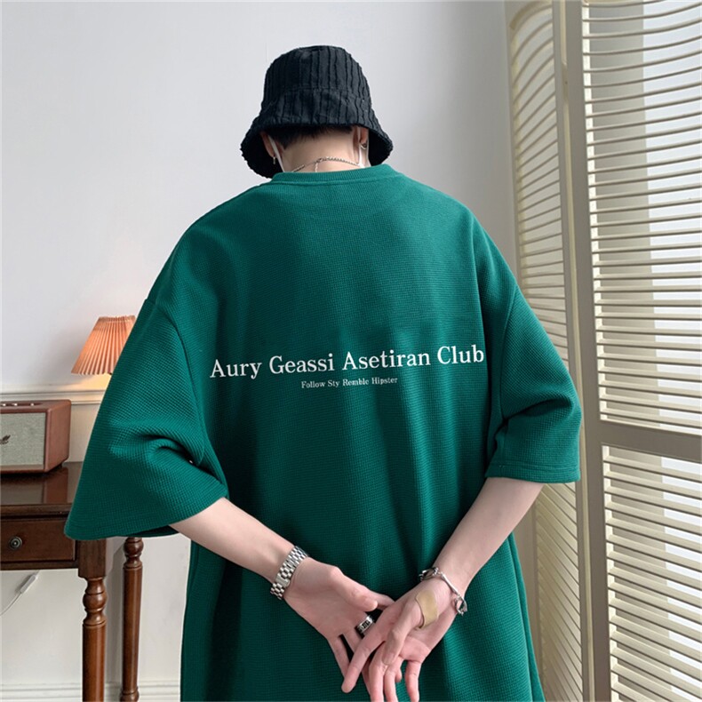 量大优重磅220克华夫格短袖T恤Aury英文印花HT3110-P20,男装T恤,星座508（原C305）