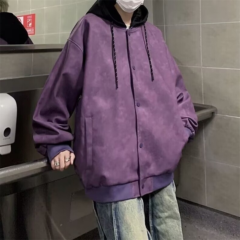 P58假二件皮衣WT165#灰色/紫色/杏色M-3XL,男装皮衣,星座506A