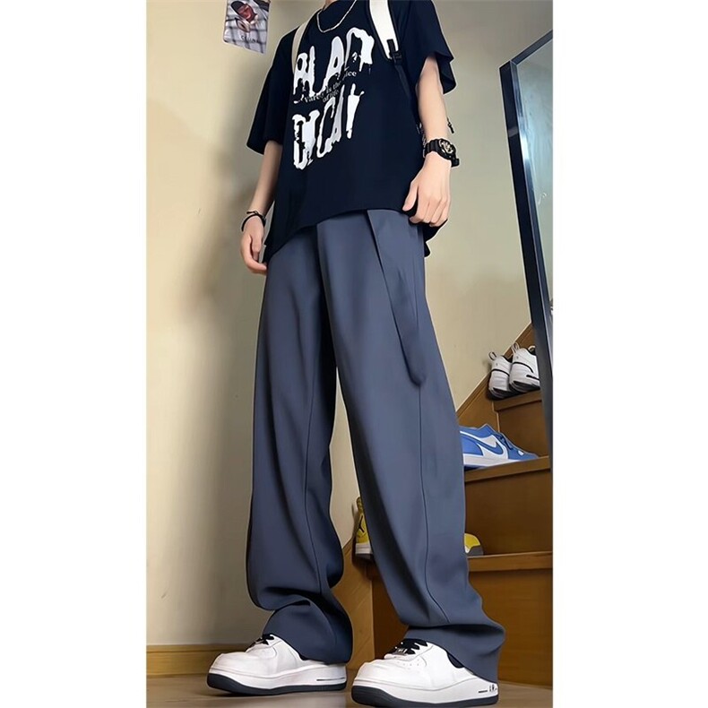 直播得物大码宽松夏季冰丝裤休闲裤西裤K36特批45,男装休闲裤,星座617B