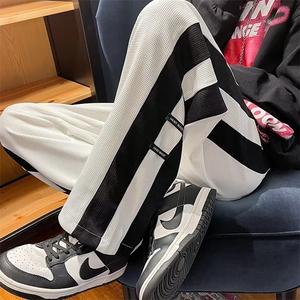 华夫格美式休闲裤男潮牌宽松直筒裤高街运动裤百搭裤子B7225-P33图片