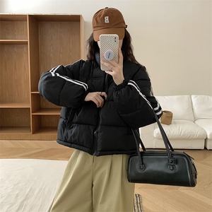 CC039-P80时尚温暖包容感防风防钻棉学院风短款拼色棉服外套图片