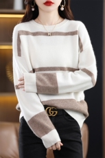 羊毛衫女羊毛打底衫2025秋冬新款圆领宽松洋气针织毛衣，女装羊毛衫，犀桦羊绒